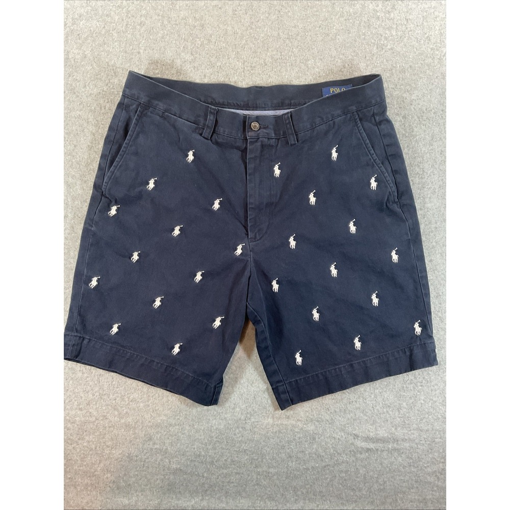 Polo Golf Ralph Lauren Classic Fit Navy Chino Pony All over Size 34 Men's #399